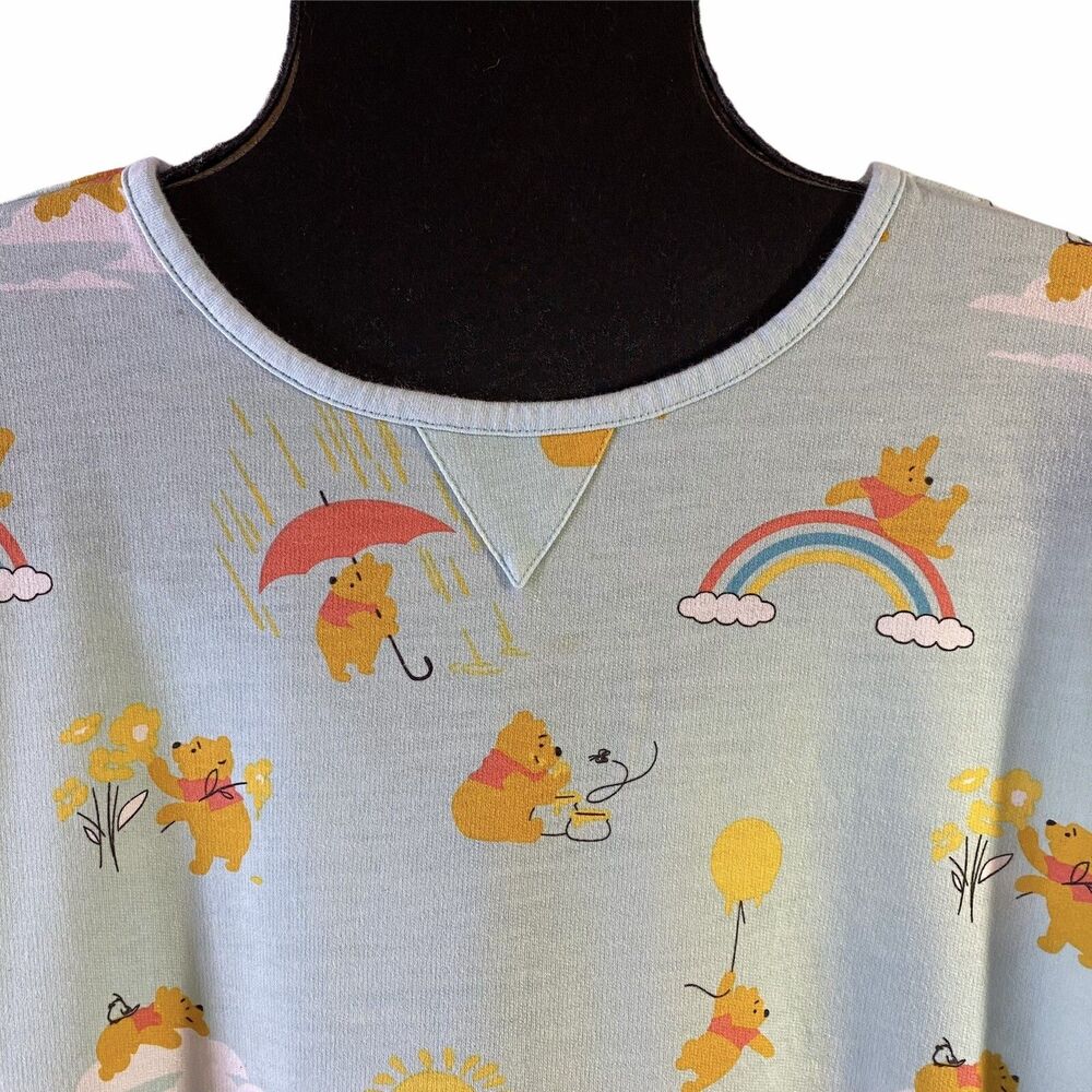 Disney Store Winnie The Pooh Nightshirt Womens XS S Nightgown Sleep Rainbow Sun - Picture 6 of 13